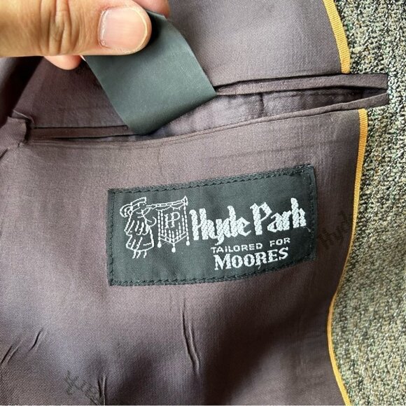 Vintage  Hyde Park Moores Union Made Striped Wool Silk Blend Blazer - Picture 10 of 15